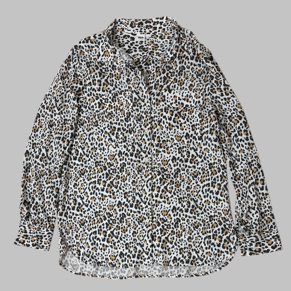 Gap Cheetah Print Button-Down Blouse - image 1